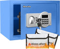 Voncabay Money Safe Box for Home with Digital Keypad, 0.8 Cu. Ft., Blue | Alloy Steel, 2 Fireproof Bags, Digital Keypad with Display, Removable Shelf, Fits A4, 13.8 x 9.85 x 9.85 In. by Voncabay