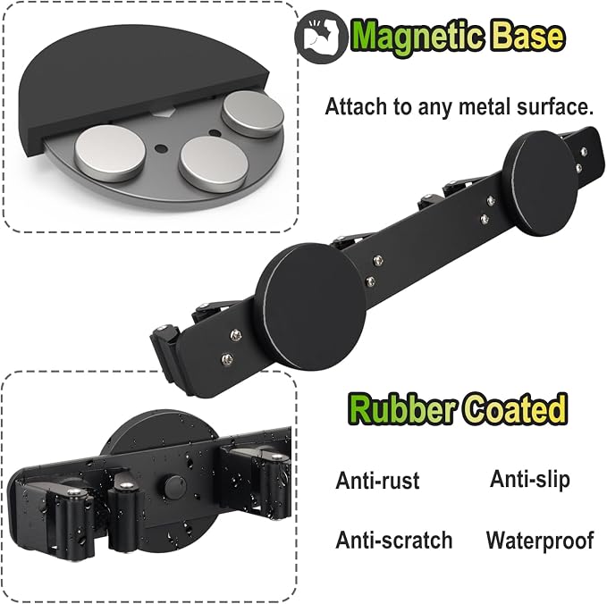 Strong Magnetic Mop Broom Holder | Heavy Duty, For Refrigerators, Magnet Wall Mount, Anti-slip Storage Rack, For Home Kitchen Workshop Laundry Garage - Image 5