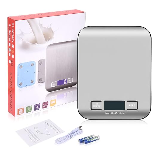 Digital Shipping Scale,Stainless Steel Panel, Accurate Portable Postal Scale for Packages, Small Business,Kitchen, Food, Handmade, Liquids, and Boutique (Silver Black Rechargeable(10kg/1g)) - Image 8