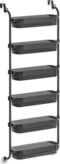 SONGMICS 6 Tier Over the Door Spice Rack, Steel, PET Plastic | Spice Organizer, Over the Door Organizer, PET Plastic, Ink Black, GLORA Collection UKCS046BH01 by Unknown