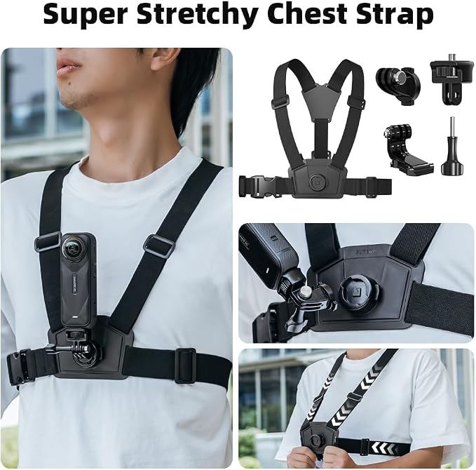 Accessories Kit for Insta 360 X5 Head Strap Mount + Chest Mount Harness + Backpack Clip Holder + 3Rotating Wrist Strap Compatible for Other Action Camera - Image 3