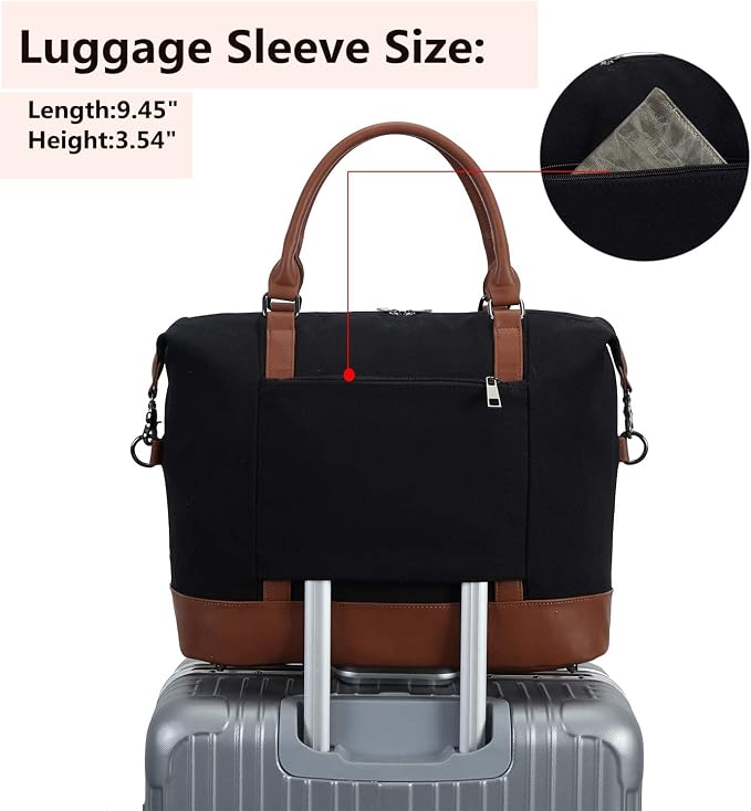 Bluboon Travel Tote Bags with Zipper Ladies Canvas Bag Weekender Overnight Bag for Women Carry on Duffel Bag Trolley Sleeve - Image 5