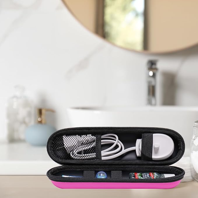 Nincha Electric Toothbrush Travel Case Compatible with Oral-B/Philips Sonicare/Colgate/Reach, and Most Electric Toothbrush, Includes 2 Universal Toothbrush Covers (Pink Case + Pink Covers) - Image 6