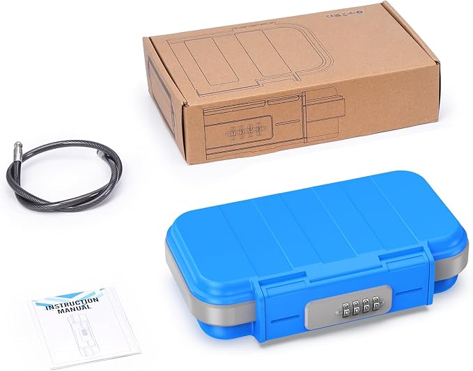 AMIR Portable Safe Box, Combination Lock Box with Code, Waterproof Anti-Theft Mini Travel Safe Box with Removable Chain, Portable Lock Box for Car Dorm Beach Hotel - Image 8