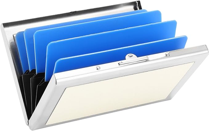 Credit Card Holder Wallet for Women Men Stainless Steel Metal Card Case RFID Blocking Business Card Protector Case with 6 Slots by LOUEBICA