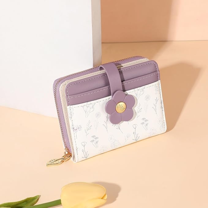Small Wallet for Women Rfid Bifold Leather Card Holder Wallet With Zipper Pocket - Image 6