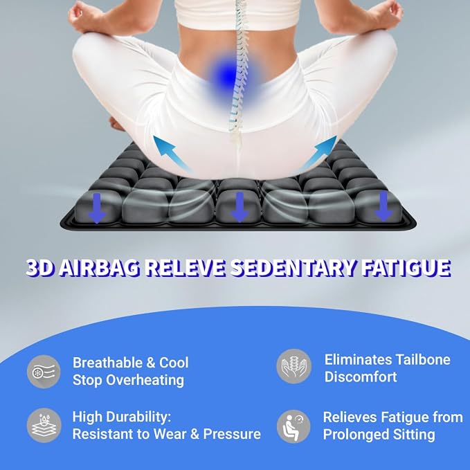 JNHEST Travel Seat Cushion, Without Pump Inflatable Seat Cushion for Long Flights, Press Design Air Portable Seat Travel Cushion, 49 Airbags for Car,Office,Stadium,Ergonomically Pressure Relief. - Image 4