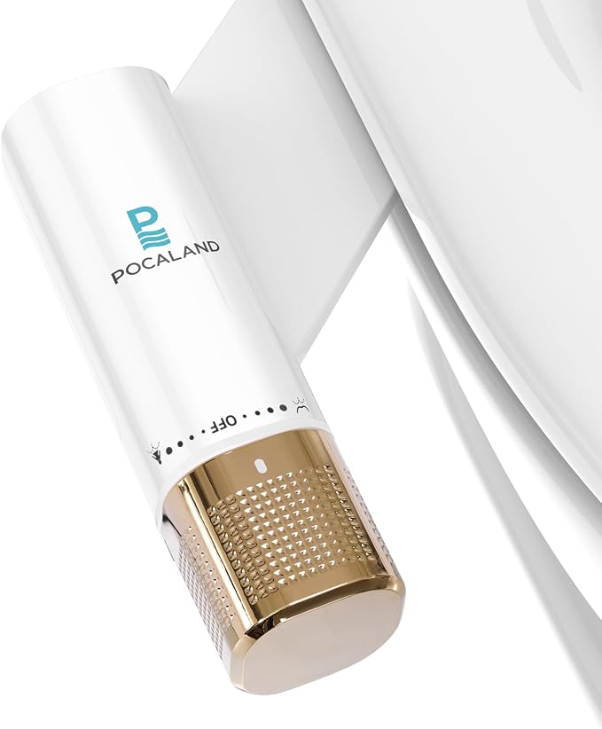 Ultra-Slim Bidet Attachment, Posterior&Feminine Wash-(Retractable Dual Nozzles), Non-Electric Bidet Attachment for Toilet Seat, Adjustable Fresh Cold Water Pressure, Stainless Steel Inlet (Gold) by POCALAND