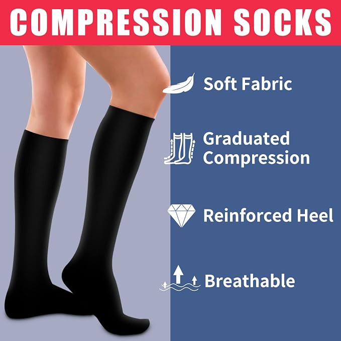 4 Pairs-Compression Socks for Women&Men Circulation-Best Support for Nurses,Running,Athletic - Image 5