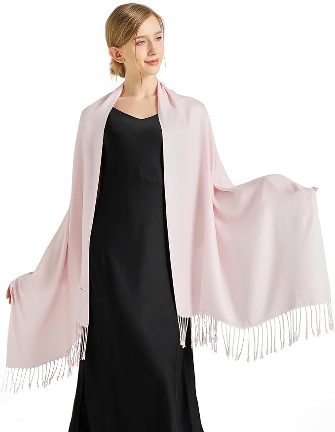Soft Silky Pashmina Shawl Wraps Solid Colors Scarf for Wedding Evening Dresses - Image 5