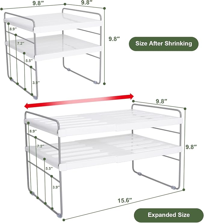 2 Pack Expandable Kitchen Wrap Organizer Rack, Height & Width Adjustable Aluminum Foil and Plastic Wrap Organizer for Pantry, Cabinet Food Wrap Organization and Storage - (3 Tier 9.8 to 15.6"L) - Image 5