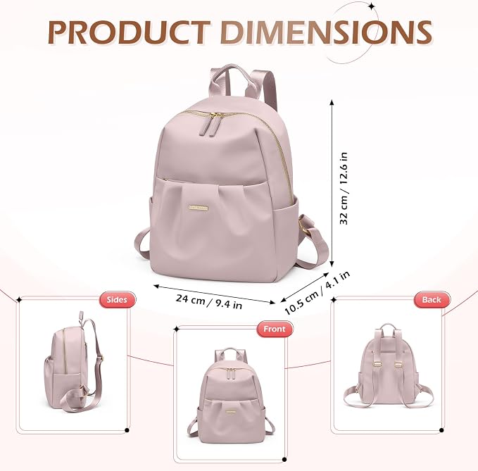 Small Backpack for Women Lightweight Mini Cute Back pack Daypack Purse fot Casual Daily Travel College Work,9.7 Inch,Greyish pink - Image 3
