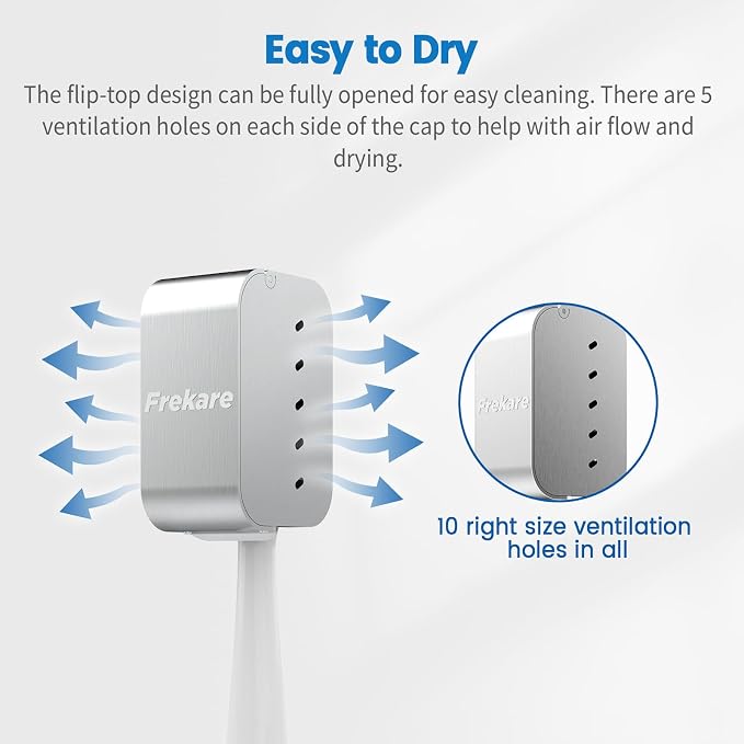 Aluminum Toothbrush Covers Caps, Travel Toothbrush Head Protector Metal Pod | 2 Count Metal Brush Pod Case Fits Most Manual and Electric Toothbrushes, for Household, Bathroom, Business Trip - Image 7