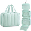 BAGSMART Travel Toiletry Bag for women, Portable Hanging Hook Makeup Bag Organizer, Waterproof Makeup Cosmetic Bag, for Full-Size Accessories, Toiletries,Baby Blue by BAGSMART