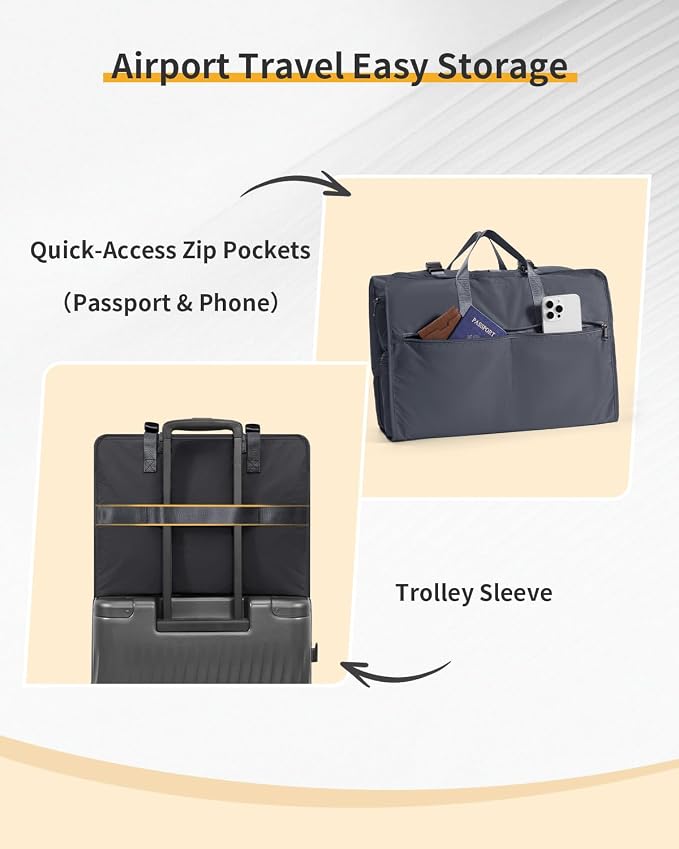 ECOHUB Hanging Travel Closet Portable Luggage Organizer Packing Bag,Grey - Image 6
