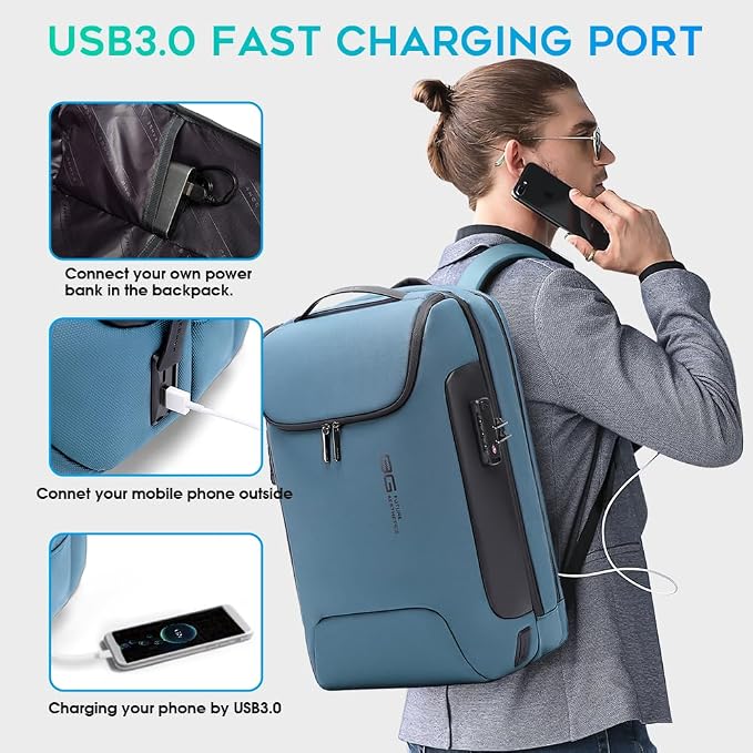 BANGE Anti-Theft Travel Backpack,Waterproof Fashion Work Backpacks,High Tech Backpack with USB3.0 Charging Port,Business Laptop Backpack Fits 17.3 Inch Notebook for Women - Image 5