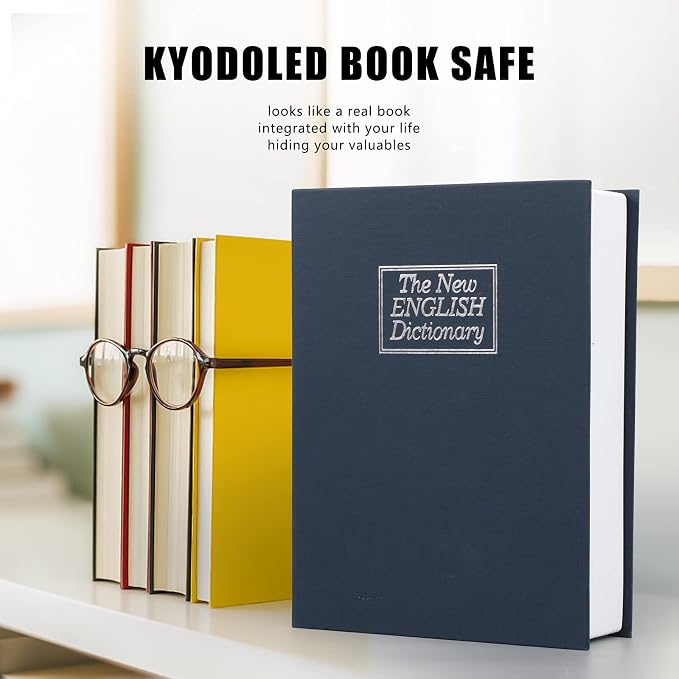 KYODOLED 10.5 Inch Diversion Book Safe with Combination Lock, Secret Safe Metal Lock Box,Money Storage Collection Box,10.5" x 7.8" x 2.6" Navy Blue Extra Large - Image 6