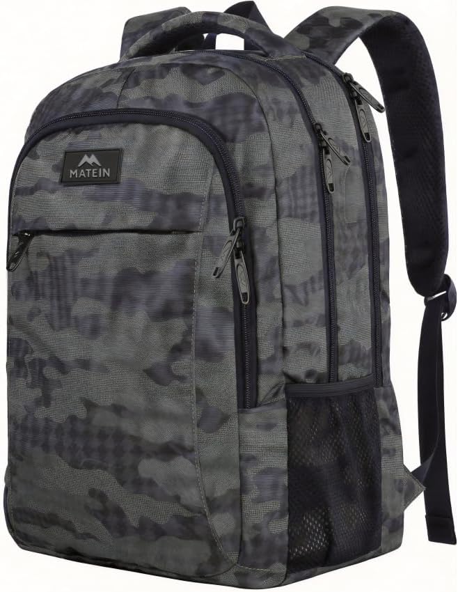 MATEIN Grey 17.3 Inch Laptop Backpack, Extra Large TSA Friendly Travel Bag | Carry On Flight Approved, Anti Theft Personal Item, Business Work College Bookbag, Sturdy Water Resistant, Gift for Men Women by MATEIN