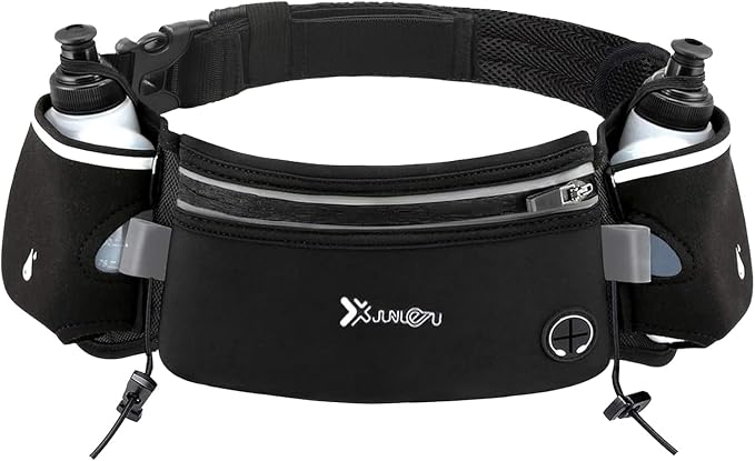 Running Belt Fanny Pack for Women，Water Resistant Large Capacity Waist Pack for iPhone 16 15 14 13 Samsung，Lightweight Running Phone Holder，Slim Money Belt Running Pouch for Hiking Outdoor (SH-Black) by MINOCHI