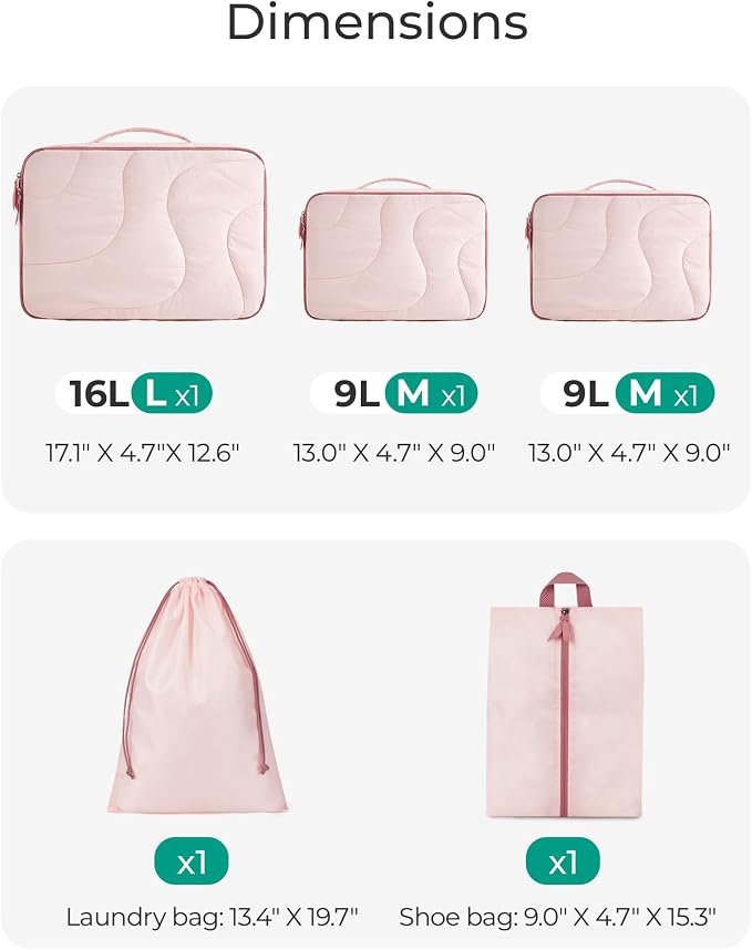 BAGSMART Wet Dry Bags 5 Pack, Travel Bags Reusable for Swimsuits, Baby Cloth Diapers, Beach, Pool, Ultra-Light Travel Packing Cubes for Women, White Opal - Image 4