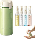 4 in 1 Travel Dispenser Bottle, One-Press No Squeeze Toiletries Set | TSA Approved 4x30ML Leakproof Travel Containers, Refillable Shampoo Lotion Bottles with Labels & Scale, Cream 1Green by Unknown