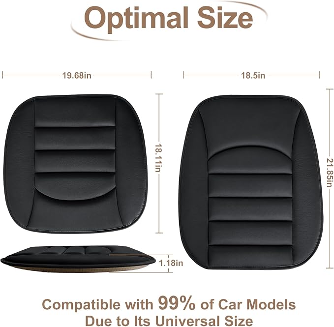 BOPUOVRE Memory Foam Car Seat Cushion Breathable Fabric | Non Slip Gel Universal Fit Car Truck Office Home 19 6x18x1 2 Inch Black - Image 2