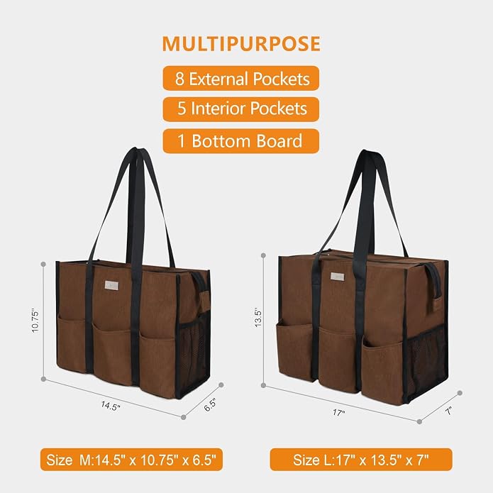 TOPDesign Utility Water Resistant Tote Bag with 13 Pockets, Top Zipper Closure & Thick Bottom Support, for Working Women - Image 2