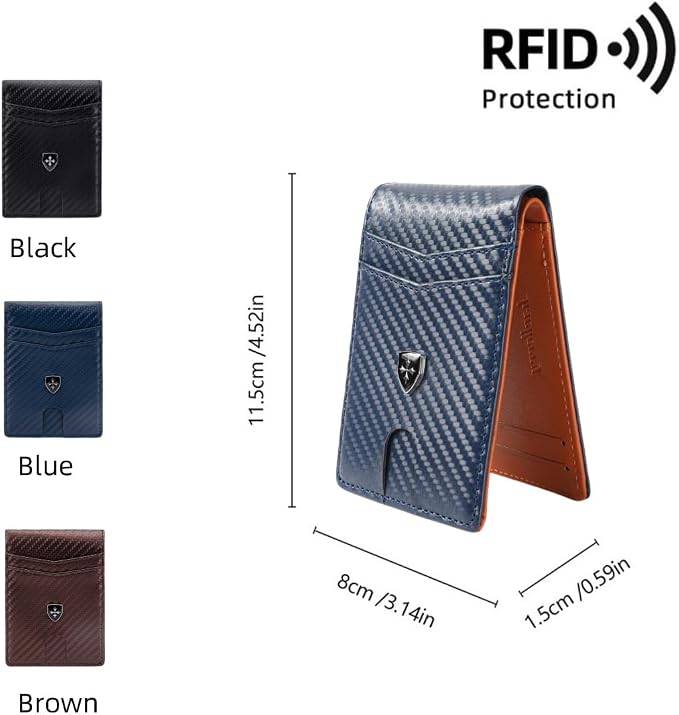 Slim RFID-Blocking PU Leather Bifold Wallet for Men & Women, Minimalist Card Holder with ID Window & Cash Pocket (Lake Blue) - Image 6
