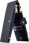 Travelambo Womens Leather Bifold Wallet, Slim RFID Blocking Card Holder | Large Capacity, 16 Card Slots & ID Window, 2 Zipper Pockets, Dual Snap Closure, Slim Lightweight, RFID Privacy Protection by Travelambo