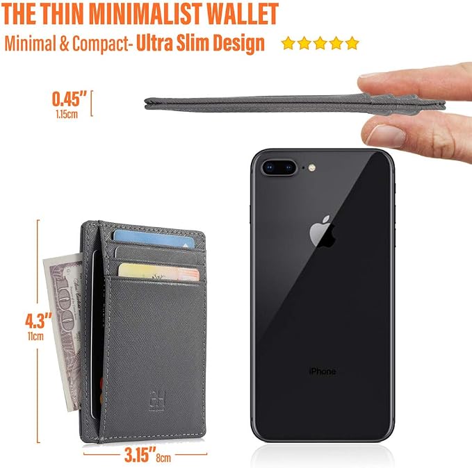 GH GOLD HORSE Slim RFID Blocking Card Holder Minimalist Leather Front Pocket Wallet for Women | Slim - Image 3