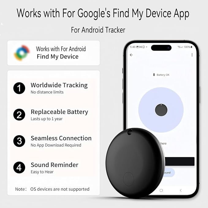 Android GPS Tracker for Vehicles No Subscription, 4 Pack | Hidden Tracking Device, Car Tracker Compatible with Google Find My, Smart Tag with Audio for Kids, Key, Dogs, Luggage, Bag - Image 2
