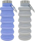 YCT Collapsible Water Bottle 17oz（500ml），Travel Portable Sport Water Bottle，Reusable Silicone Foldable Water Bottles for Gym Camping Hiking (Purple+Grey) by YCT