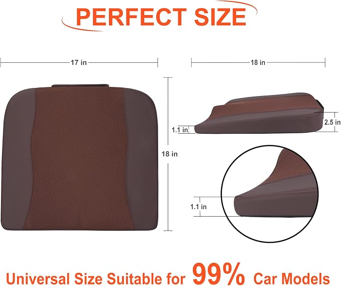 Lofty Aim Car Seat Cushion, Memory Foam Car Seat Cushions for Long Driving | Comfy Car Seat Pillow for Pain Relief, Driver Seat Cushion Adds Height, Butt Cushion for Car, Truck, Office Chair, Brown - Image 7