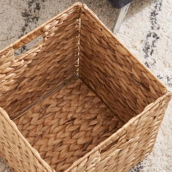M4DECOR 12 x 12in Water Hyacinth Storage Baskets, Wicker Storage Baskets for Shelves, Woven Baskets for Storage, Wicker Storage Basket for Bedroom, Living Room, Nursery Room (Natural 6 Packs 12x12in) - Image 4