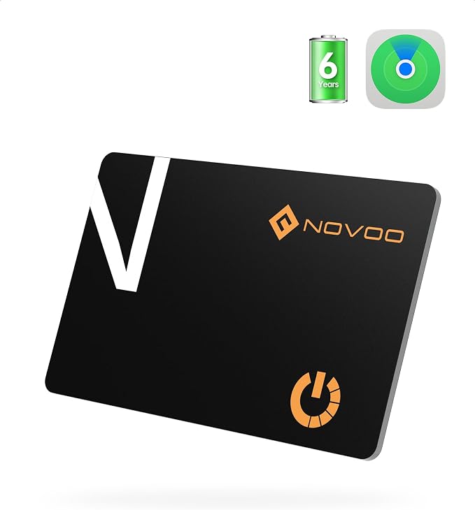 NOVOO Air Locator Tag (iOS Only) Wallet Tracker Card with Apple Find My | Smart Card Bluetooth Tracker, 6 Years Battery, IP68 Waterproof, 1.6mm Keys Finder and Item Locator for Keys, Bags, Passport by NOVOO