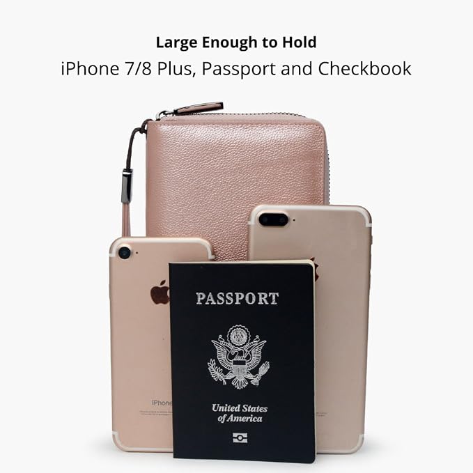 Bveyzi Women RFID Blocking Wallet Leather Zip Around Phone Clutch Large Capacity Ladies Travel Purse Wristlet - Image 7