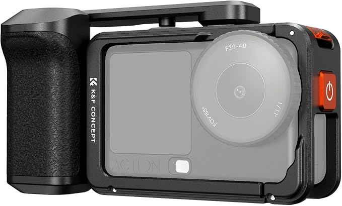 K&F CONCEPT Handle Grip + Metal Cage Kit Compatible with DJI Osmo Action 6 | Quick Release Street Photography Handle with Shutter Button| Cold Shoe Mount| 1/4" Thread Interface, Action Camera Vlog, CD02 by KFCONCEPT