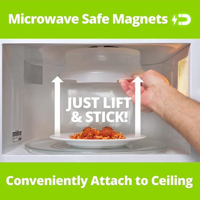 HOVER COVER Magnetic Microwave Splatter Cover - 10-Inch Collapsible - Black | BPA-Free Lid, Vented Plate Guard with Steam Vents, Anti-Splash Microwave Lid, Dishwasher Safe, Space-Saving Magnetic Storage - Image 4