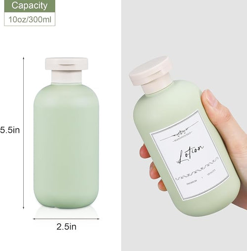 10 oz Plastic Travel Shampoo Bottles, Refillable Flip Cap Squeeze Bottles for Toiletries, Large Leakage-proof Travel Shampoo and Conditioner Container (Blue and Green) - Image 2