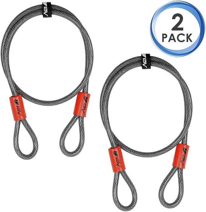 BV Heavy-Duty 4FT Security Cable Lock with Loops - 10mm (3/8 Inch) Cut-Resistant Braided Steel Cable-Versatile & Weatherproof - Security Chain for Padlock, Chain Lock, Wire Lock (Pair) - Image 7