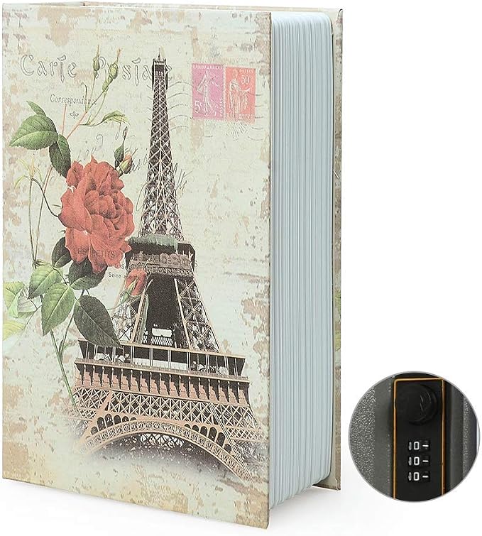 Small Sized Diversion Book Safe Storage Box, Dictionary Secret Safe Can with Security Combination Lock, Diversion Book Hidden Safe (Combination, Paris) by PACOLO