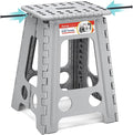 17.5 Inch Heavy Duty Folding Step Stool for Adults, 400 lbs, Grey | Collapsible Stepping Stool for Adults with Handle and Non-Slip Surface, for Kitchen, Garage, Bedroom and Outdoor Tasks by ACSTEP