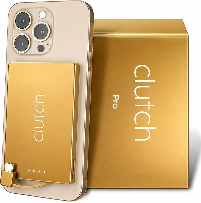 Clutch - Pro USB-C Portable Charger - Compatible with iPhone 15, 16, 17 & Android Devices - Power Bank Magnetic Battery - TSA Travel Approved - USB Rechargeable - Built-in Cable - 5000 mAh - 3.7oz by ClutchCharger
