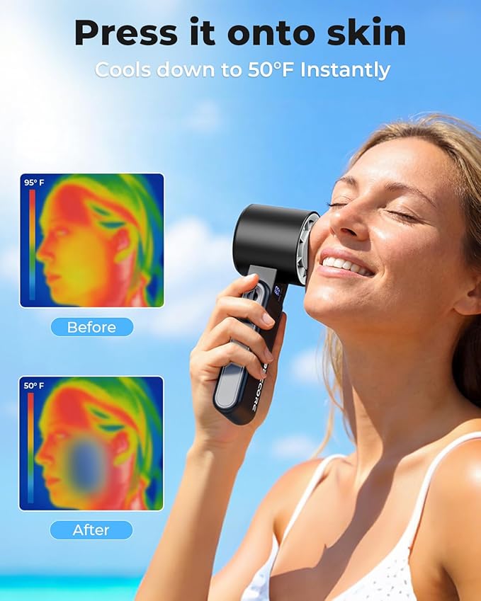 MORECORE Portable Handheld Fan with Ice Cooler, [Instant Chill to 50℉], Gifts for Men Mom Women Grandma Girl Her Hot Flash, 5000mAh Portable Cooling Fan, Camping/Cruise/Travel Essentials 2026 - Image 3
