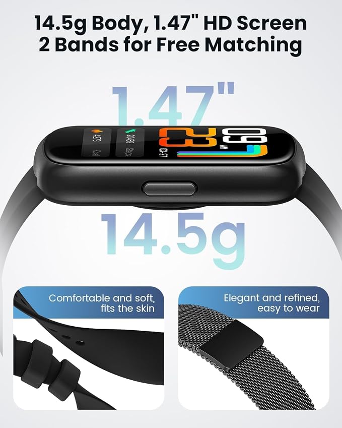 DEKELIFE Fitness Trackers,Smart Watches for Men Women with 24/7 Heart Rate/Sleep Monitor, Fitness Watch with IP68 Waterproof, Health Activity Trackers for Android and iPhone Carbon Black - Image 2