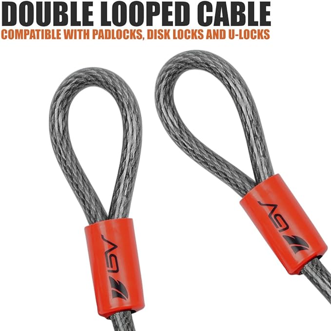 BV Heavy-Duty 7FT Security Cable with Loops-10mm (3/8 Inch) Cut-Resistant Braided Steel Cable-Versatile & Weatherproof-Security Chain for Padlock, Chain Lock, Wire Lock (Pair) - Image 3