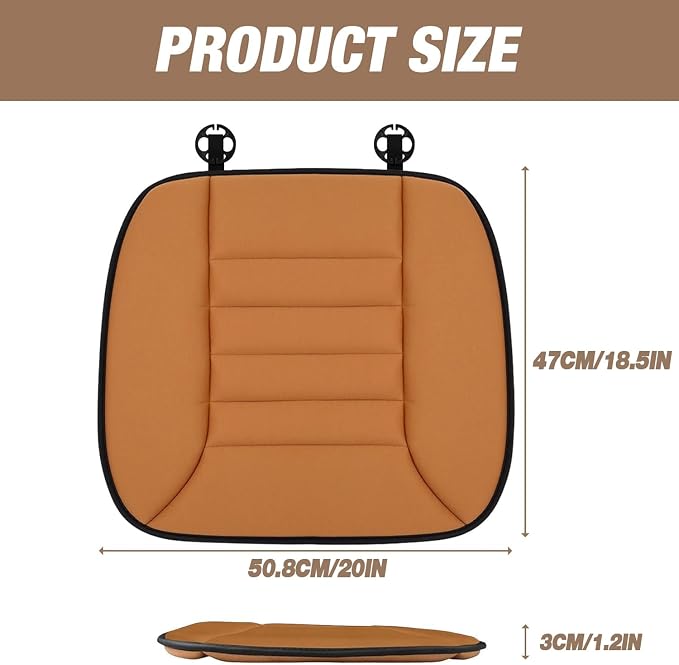Car Seat Cushion Pad 1.2" Thick Comfort Seat Protector for Car Driver Seat Office Chair Home Use Memory Foam Seat Cushion with Non Slip Bottom, 20'' x 18.5'', Orange - Image 7