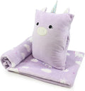 3-in-1 Kids Travel Pillow and Blanket Set | Snuggle Pillow with Hand Warmer, 40x60 inches Unicorn Blanket for Girls Compact, Perfect for Travel, Camping, Home and Office by VigorSpring