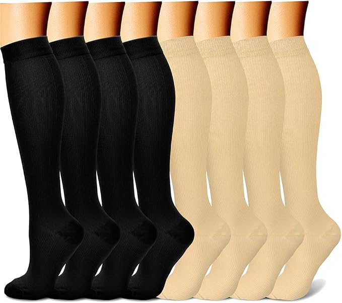 CHARMKING Compression Socks for Women & Men Circulation (8 Pairs) 15-20 mmHg Best Calf Socks Support for Athletic Cycling by CHARMKING