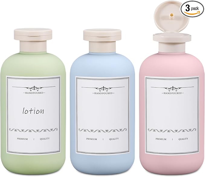 ASEVAT 6.7oz 3Pcs Plastic Refillable Travel Shampoo and Conditioner Bottles Refillable Travel Bottle with Flip Cap Plastic Refillable Shampoo and Conditioner Bottles by ASEVAT